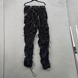 EPTM Men Pants S Black Cargo 9232 Accordian Drawstring Zipper 29" Inseam